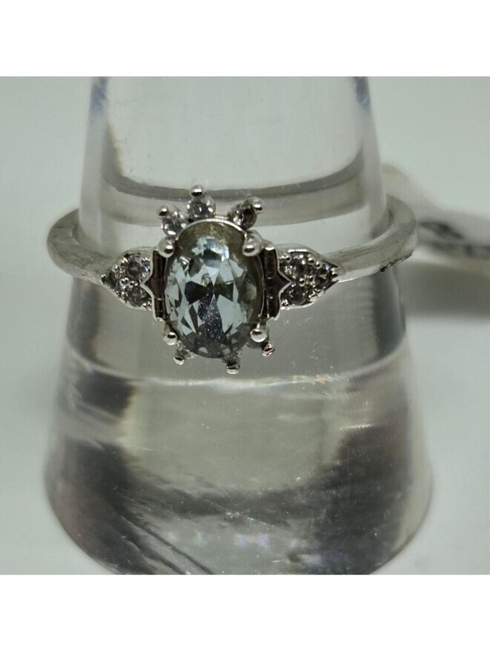 Fragrant Jewels Wizard of Oz Blue Crystal Ring Size 8 Silver Tone